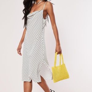 Missguided Petite Polka Dot Cowl Neck Slip Dress
